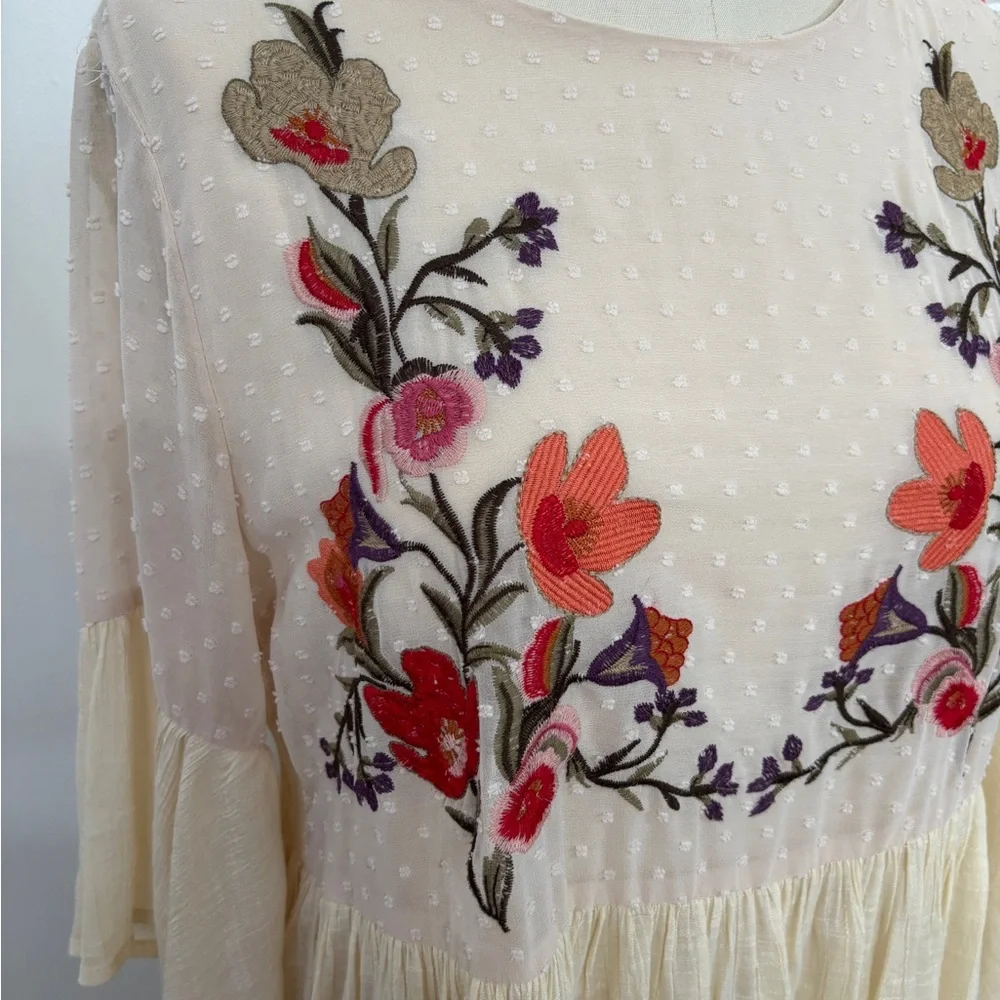 Umgee Cream Dress with Floral Embroidery - Picture 3 of 6